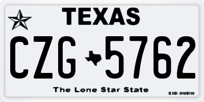 TX license plate CZG5762