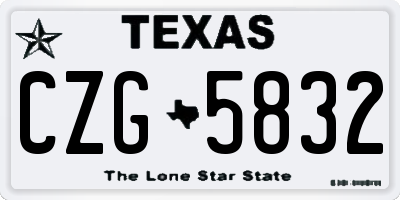 TX license plate CZG5832