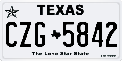 TX license plate CZG5842