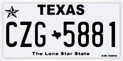 TX license plate CZG5881