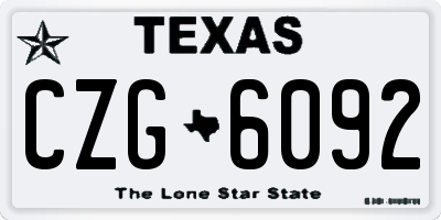 TX license plate CZG6092