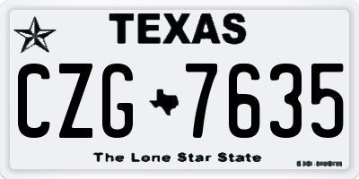 TX license plate CZG7635