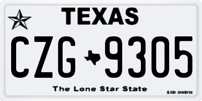 TX license plate CZG9305