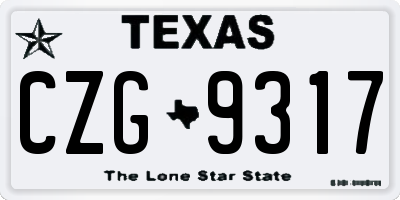 TX license plate CZG9317