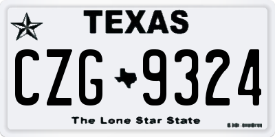 TX license plate CZG9324