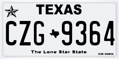TX license plate CZG9364