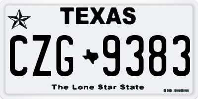 TX license plate CZG9383