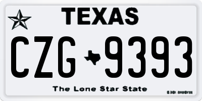 TX license plate CZG9393