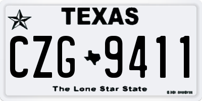 TX license plate CZG9411