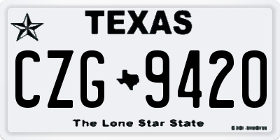 TX license plate CZG9420