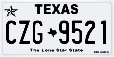 TX license plate CZG9521