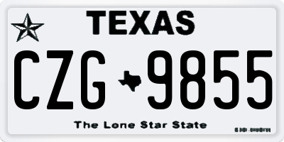 TX license plate CZG9855