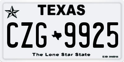 TX license plate CZG9925