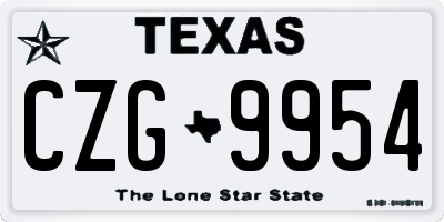 TX license plate CZG9954