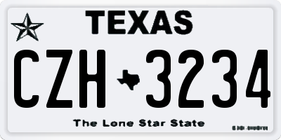 TX license plate CZH3234