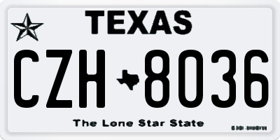 TX license plate CZH8036