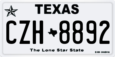 TX license plate CZH8892