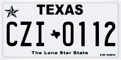 TX license plate CZI0112