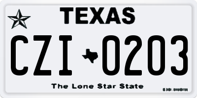 TX license plate CZI0203