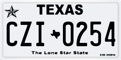 TX license plate CZI0254