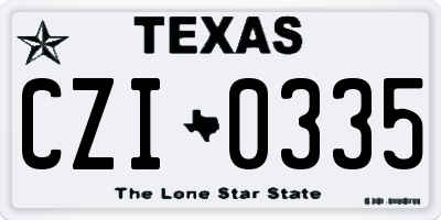 TX license plate CZI0335