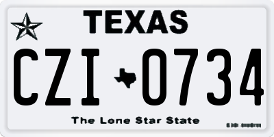 TX license plate CZI0734