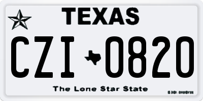 TX license plate CZI0820