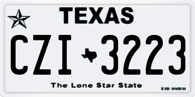 TX license plate CZI3223