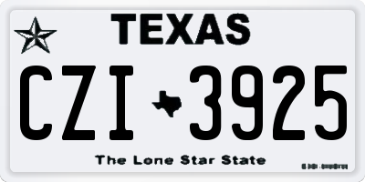TX license plate CZI3925