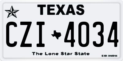 TX license plate CZI4034