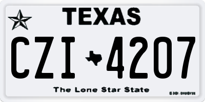 TX license plate CZI4207