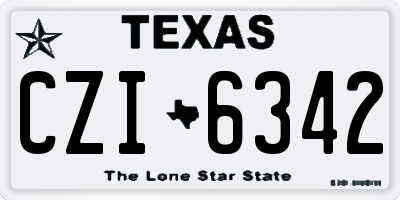 TX license plate CZI6342
