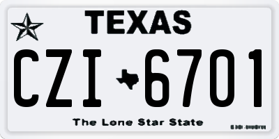 TX license plate CZI6701