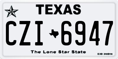 TX license plate CZI6947