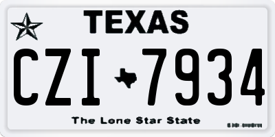 TX license plate CZI7934