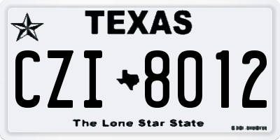TX license plate CZI8012