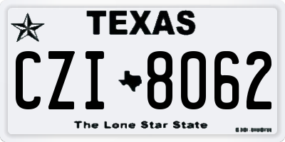 TX license plate CZI8062
