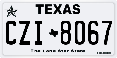 TX license plate CZI8067