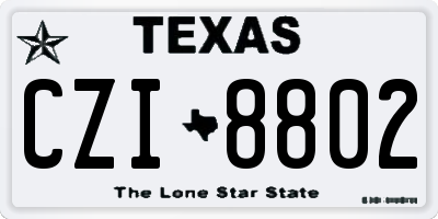 TX license plate CZI8802