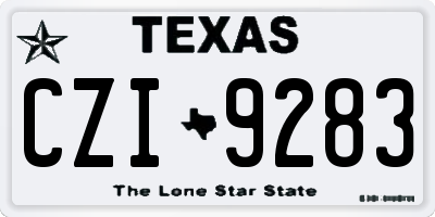 TX license plate CZI9283