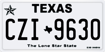 TX license plate CZI9630