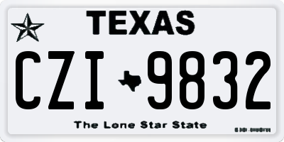 TX license plate CZI9832
