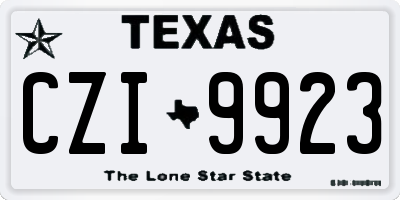 TX license plate CZI9923