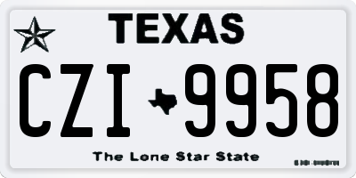 TX license plate CZI9958