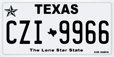 TX license plate CZI9966