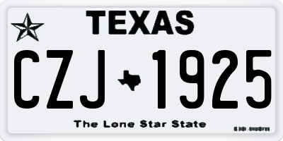 TX license plate CZJ1925