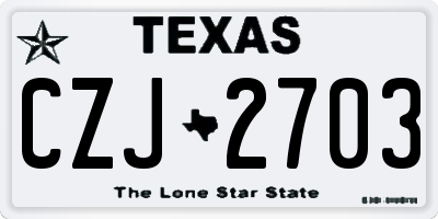 TX license plate CZJ2703