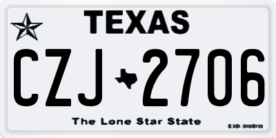 TX license plate CZJ2706