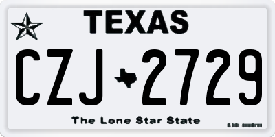 TX license plate CZJ2729