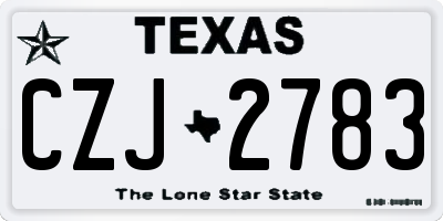 TX license plate CZJ2783
